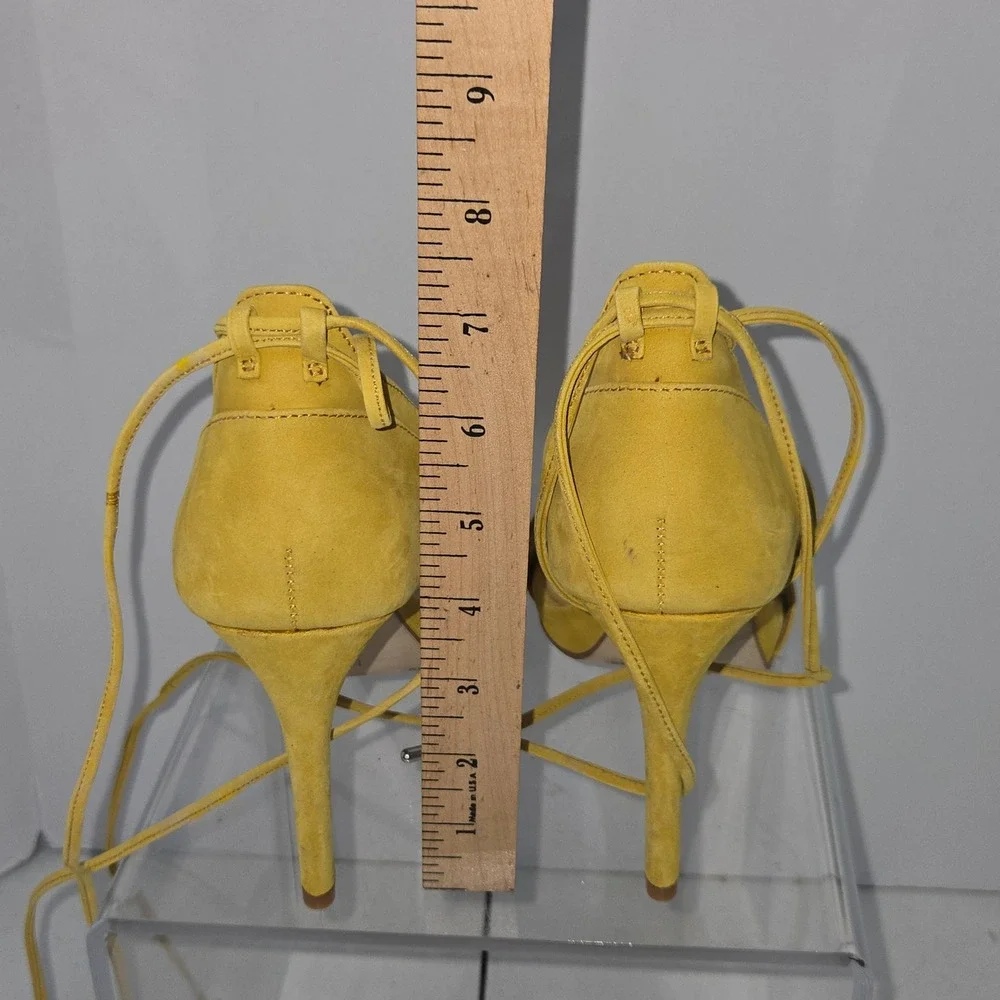 Gianni Bini Daymey Yellow Leather Lace Up Strappy Stiletto Sandals Size 8M